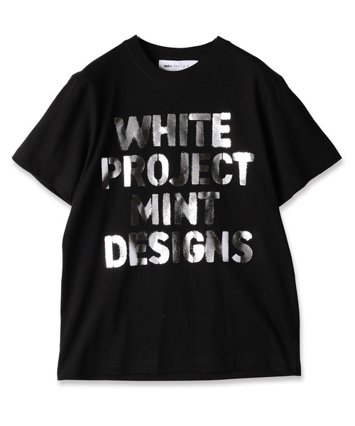 mintdesigns(ミントデザインズ)の「"WHITE PROJECT”STENCIL PRINT T-SHIRT / "ホワイトプロジェクト"ステンシルプリントTシャツ(Tシャツ/カットソー・レディース・ホワイト×レッド/ホワイト×グレー/ブラック×シルバー/ホワイト×シルバー・2)」の4枚目の写真