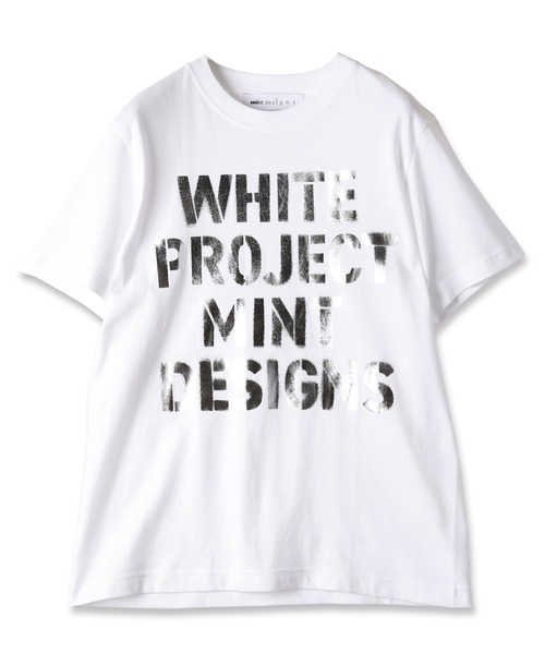 mintdesigns(ミントデザインズ)の「"WHITE PROJECT”STENCIL PRINT T-SHIRT / "ホワイトプロジェクト"ステンシルプリントTシャツ(Tシャツ/カットソー・レディース・ホワイト×レッド/ホワイト×グレー/ブラック×シルバー/ホワイト×シルバー・2)」の11枚目の写真