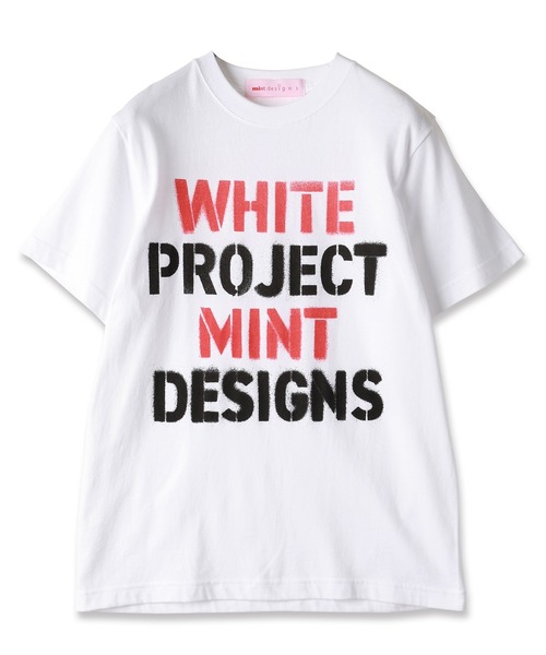 mintdesigns(ミントデザインズ)の「"WHITE PROJECT”STENCIL PRINT T-SHIRT / "ホワイトプロジェクト"ステンシルプリントTシャツ(Tシャツ/カットソー・レディース・ホワイト×レッド/ホワイト×グレー/ブラック×シルバー/ホワイト×シルバー・2)」の16枚目の写真