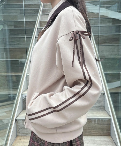 F i.n.t（フィント）の「リボンライントラックジャケット/fint（ブルゾン・レディース・ブルーグリーン/ベージュ・FREE）」の15枚目の写真