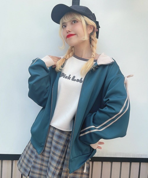 F i.n.t（フィント）の「リボンライントラックジャケット/fint（ブルゾン・レディース・ブルーグリーン/ベージュ・FREE）」の20枚目の写真