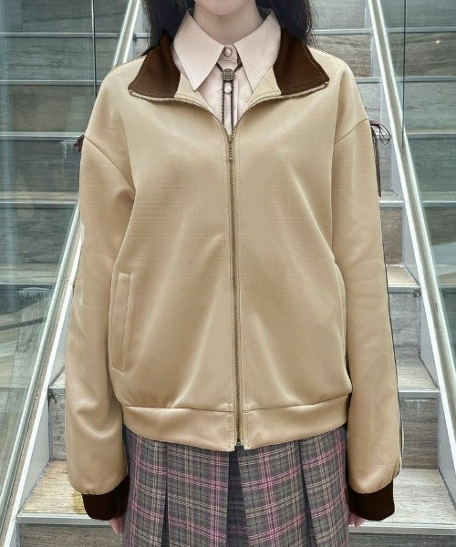 F i.n.t（フィント）の「リボンライントラックジャケット/fint（ブルゾン・レディース・ブルーグリーン/ベージュ・FREE）」の4枚目の写真