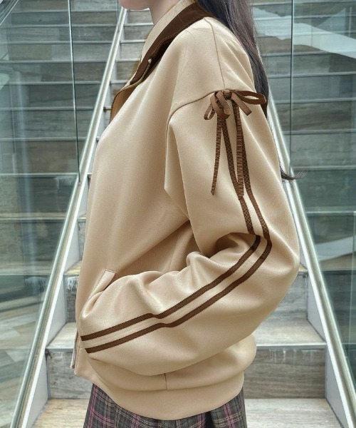 F i.n.t（フィント）の「リボンライントラックジャケット/fint（ブルゾン・レディース・ブルーグリーン/ベージュ・FREE）」の5枚目の写真