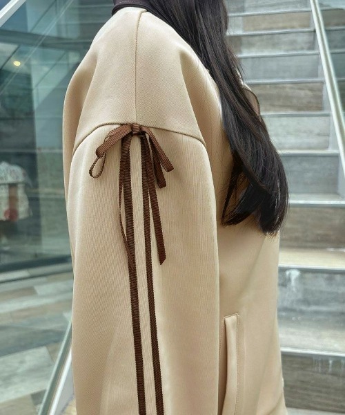 F i.n.t（フィント）の「リボンライントラックジャケット/fint（ブルゾン・レディース・ブルーグリーン/ベージュ・FREE）」の6枚目の写真