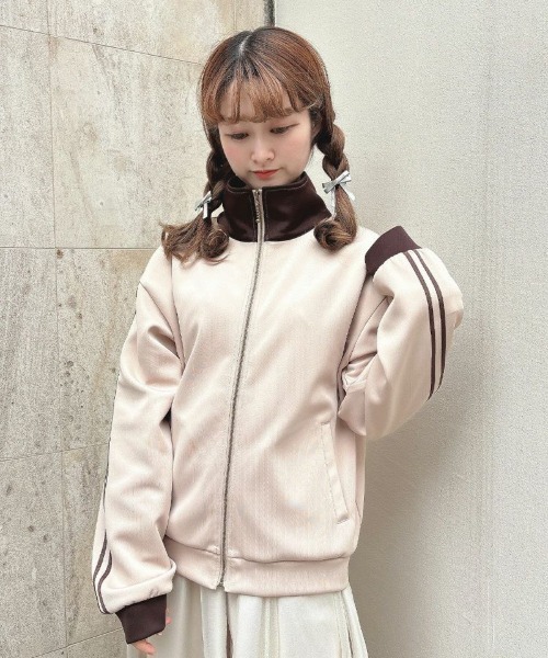 F i.n.t（フィント）の「リボンライントラックジャケット/fint（ブルゾン・レディース・ブルーグリーン/ベージュ・FREE）」の10枚目の写真