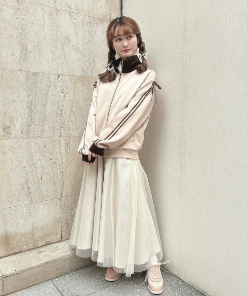 F i.n.t（フィント）の「リボンライントラックジャケット/fint（ブルゾン・レディース・ブルーグリーン/ベージュ・FREE）」の12枚目の写真