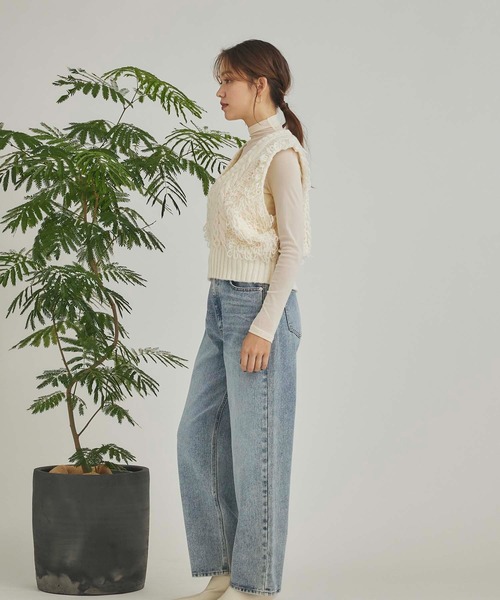 Edit Sheen(エディットシーン)の「切り替えデザインハイネックシアートップス(Tシャツ/カットソー・レディース・ダークグレー/ダークブラウン/ブラック/アイボリー・M)」の9枚目の写真