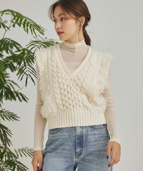 Edit Sheen(エディットシーン)の「切り替えデザインハイネックシアートップス(Tシャツ/カットソー・レディース・ダークグレー/ダークブラウン/ブラック/アイボリー・M)」の6枚目の写真