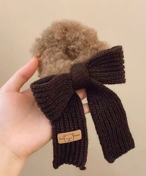 TONE SELECT GOODS（トーンセレクトグッズ）の「【urge select】ニットリボン×ファーシュシュ（シュシュ・レディース・ブルー/カーキ/ダークブラウン/ピンク/ブラウン/アイボリー・FREE）」の3枚目の写真