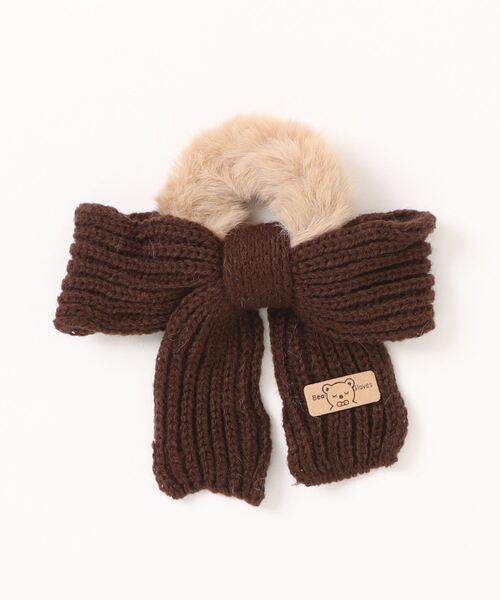 TONE SELECT GOODS（トーンセレクトグッズ）の「【urge select】ニットリボン×ファーシュシュ（シュシュ・レディース・ブルー/カーキ/ダークブラウン/ピンク/ブラウン/アイボリー・FREE）」の10枚目の写真