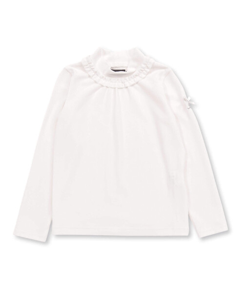 BeBe(ベベ)の「【日本製】ミップスウェードフリルハイネックTシャツ(80~150cm)(Tシャツ/カットソー・キッズ・オフホワイト/ネイビー/ピンク/グレー・120cm/130cm/140cm/90cm/110cm/100cm/80cm/150cm)」の9枚目の写真