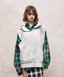 VI E DIT（ヴィエディット）の「Washed Heavy Weight Vest Hoodie/ウォッシュドヘビーウェイトベストフーディ（パーカー）」