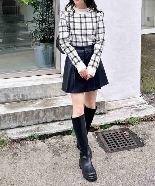 INGNI(イング)の「チェック柄ジャガードニット(ニット/セーター・レディース・アイボリー/ブラック/ベージュ・M)」の11枚目の写真