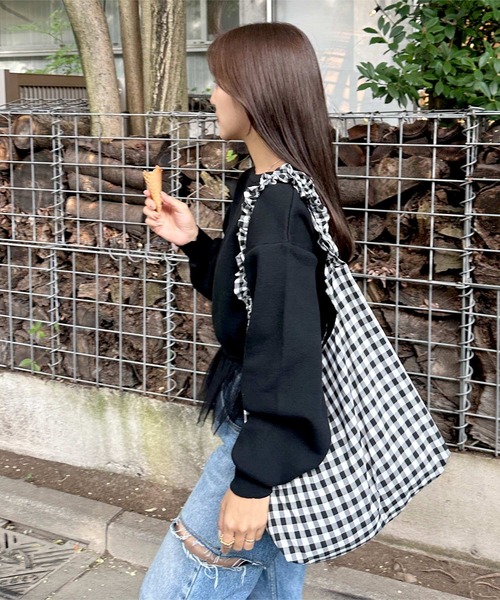 KOBE LETTUCE（コウベレタス）の「[ yuiさんコラボ ] スウェットライクドッキングニットトップス（ニット/セーター・レディース・アイボリー/ブラック/グレー・M）」の10枚目の写真