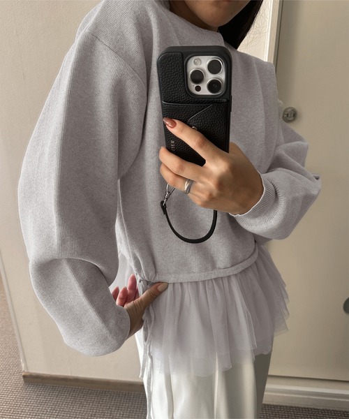 KOBE LETTUCE（コウベレタス）の「[ yuiさんコラボ ] スウェットライクドッキングニットトップス（ニット/セーター・レディース・アイボリー/ブラック/グレー・M）」の11枚目の写真