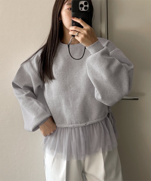 KOBE LETTUCE（コウベレタス）の「[ yuiさんコラボ ] スウェットライクドッキングニットトップス（ニット/セーター・レディース・アイボリー/ブラック/グレー・M）」の13枚目の写真