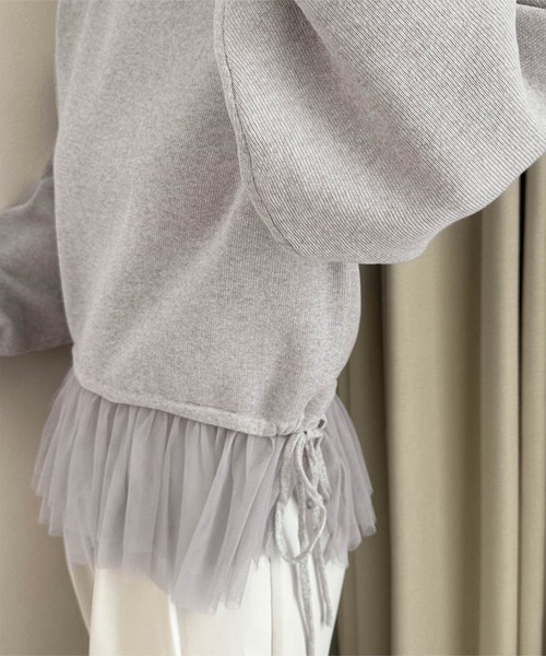 KOBE LETTUCE（コウベレタス）の「[ yuiさんコラボ ] スウェットライクドッキングニットトップス（ニット/セーター・レディース・アイボリー/ブラック/グレー・M）」の14枚目の写真