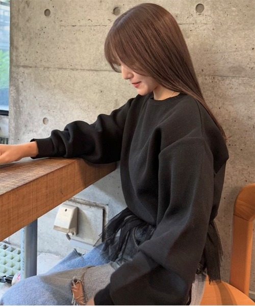 KOBE LETTUCE（コウベレタス）の「[ yuiさんコラボ ] スウェットライクドッキングニットトップス（ニット/セーター・レディース・アイボリー/ブラック/グレー・M）」の20枚目の写真