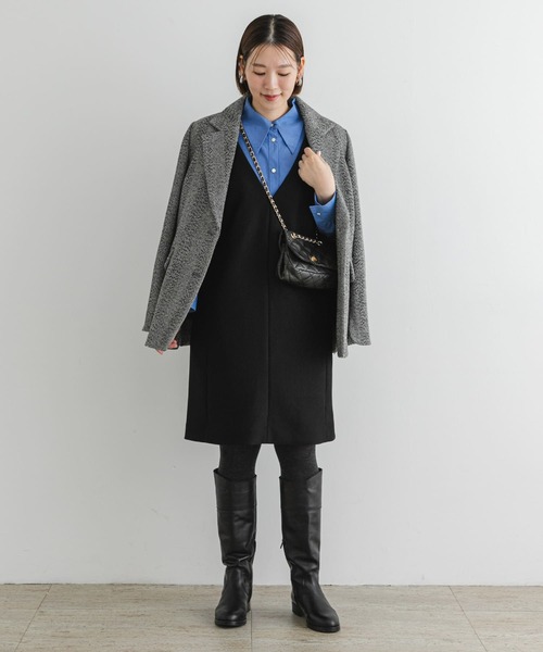 F by ROSSO（エフバイロッソ）の「F by ROSSO　2WAYピケミニジャンパーワンピース（ワンピース・レディース・ブラック/ブラウン・FREE）」の4枚目の写真