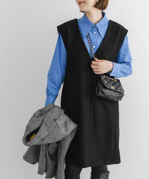 F by ROSSO（エフバイロッソ）の「F by ROSSO　2WAYピケミニジャンパーワンピース（ワンピース・レディース・ブラック/ブラウン・FREE）」の5枚目の写真