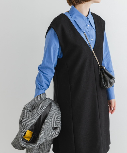 F by ROSSO（エフバイロッソ）の「F by ROSSO　2WAYピケミニジャンパーワンピース（ワンピース・レディース・ブラック/ブラウン・FREE）」の6枚目の写真