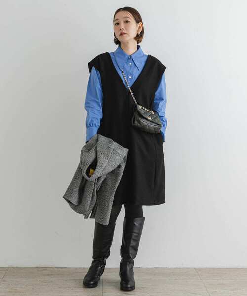 F by ROSSO（エフバイロッソ）の「F by ROSSO　2WAYピケミニジャンパーワンピース（ワンピース・レディース・ブラック/ブラウン・FREE）」の8枚目の写真