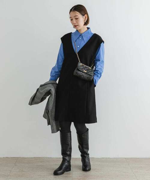 F by ROSSO（エフバイロッソ）の「F by ROSSO　2WAYピケミニジャンパーワンピース（ワンピース・レディース・ブラック/ブラウン・FREE）」の9枚目の写真