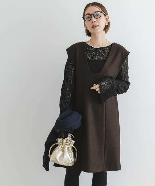 F by ROSSO（エフバイロッソ）の「F by ROSSO　2WAYピケミニジャンパーワンピース（ワンピース・レディース・ブラック/ブラウン・FREE）」の12枚目の写真