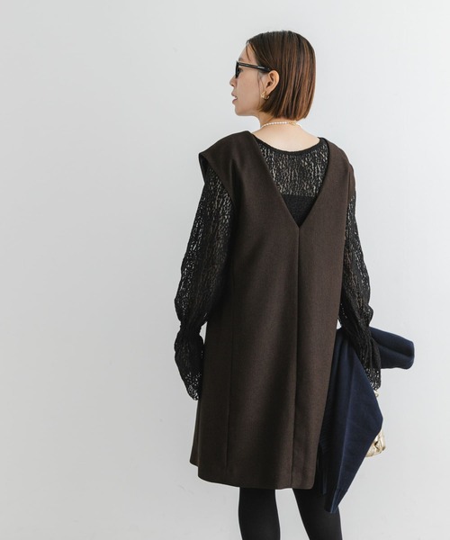 F by ROSSO（エフバイロッソ）の「F by ROSSO　2WAYピケミニジャンパーワンピース（ワンピース・レディース・ブラック/ブラウン・FREE）」の14枚目の写真