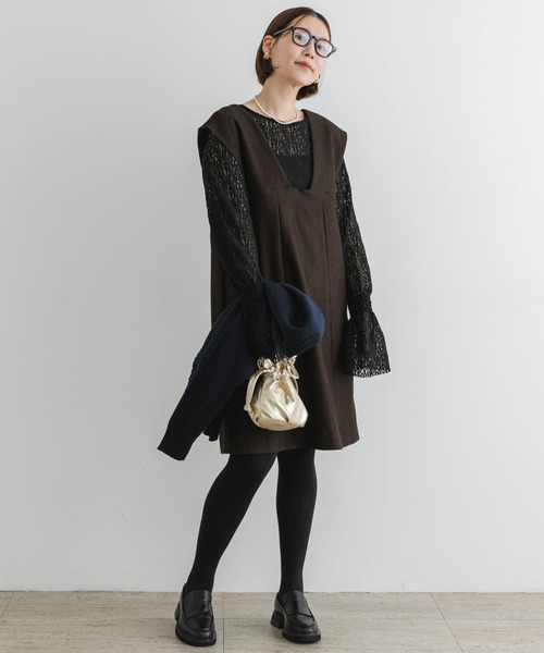 F by ROSSO（エフバイロッソ）の「F by ROSSO　2WAYピケミニジャンパーワンピース（ワンピース・レディース・ブラック/ブラウン・FREE）」の15枚目の写真