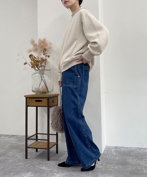 fredy emue（フレディエミュ）の「ダンボールニットモックネックプルオーバー（Tシャツ/カットソー・レディース・グレー/カーキ/ブラック/ベージュ・38）」の6枚目の写真