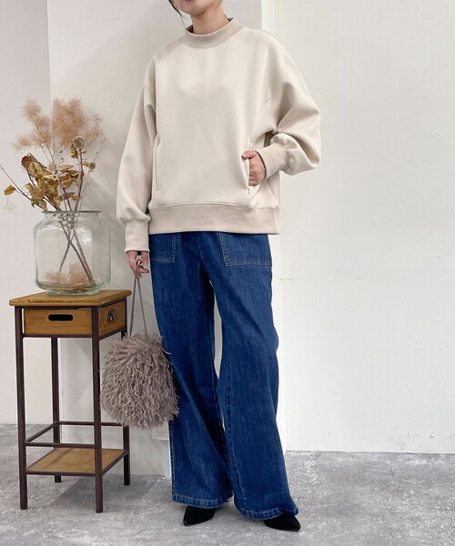 fredy emue（フレディエミュ）の「ダンボールニットモックネックプルオーバー（Tシャツ/カットソー・レディース・グレー/カーキ/ブラック/ベージュ・38）」の8枚目の写真