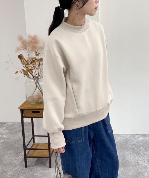 fredy emue（フレディエミュ）の「ダンボールニットモックネックプルオーバー（Tシャツ/カットソー・レディース・グレー/カーキ/ブラック/ベージュ・38）」の10枚目の写真