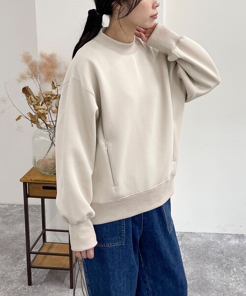 fredy emue（フレディエミュ）の「ダンボールニットモックネックプルオーバー（Tシャツ/カットソー・レディース・グレー/カーキ/ブラック/ベージュ・38）」の11枚目の写真