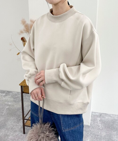 fredy emue（フレディエミュ）の「ダンボールニットモックネックプルオーバー（Tシャツ/カットソー・レディース・グレー/カーキ/ブラック/ベージュ・38）」の14枚目の写真