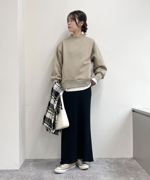 fredy emue（フレディエミュ）の「ダンボールニットモックネックプルオーバー（Tシャツ/カットソー・レディース・グレー/カーキ/ブラック/ベージュ・38）」の16枚目の写真