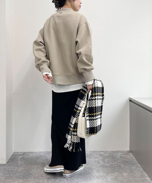 fredy emue（フレディエミュ）の「ダンボールニットモックネックプルオーバー（Tシャツ/カットソー・レディース・グレー/カーキ/ブラック/ベージュ・38）」の18枚目の写真