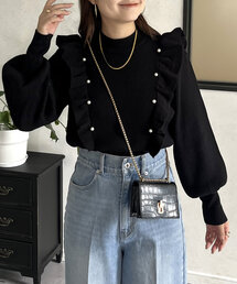 prose verse | パールフリルボリュームスリーブニット(ニット/セーター)