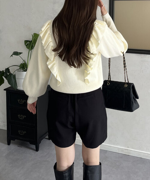 prose verse(プロズヴェール)の「パールフリルボリュームスリーブニット(ニット/セーター・レディース・グレー/アイボリー/ブラック・MEDIUM)」の8枚目の写真