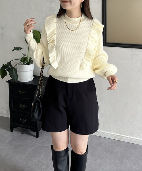 prose verse(プロズヴェール)の「パールフリルボリュームスリーブニット(ニット/セーター・レディース・グレー/アイボリー/ブラック・MEDIUM)」の10枚目の写真