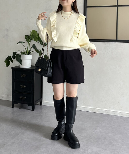 prose verse(プロズヴェール)の「パールフリルボリュームスリーブニット(ニット/セーター・レディース・グレー/アイボリー/ブラック・MEDIUM)」の11枚目の写真