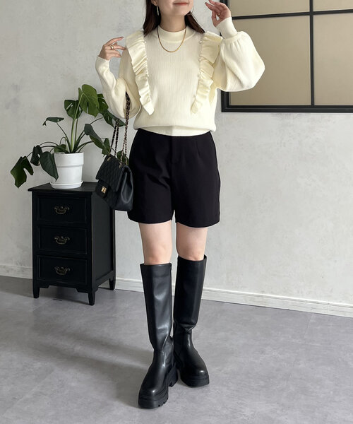 prose verse(プロズヴェール)の「パールフリルボリュームスリーブニット(ニット/セーター・レディース・グレー/アイボリー/ブラック・MEDIUM)」の12枚目の写真