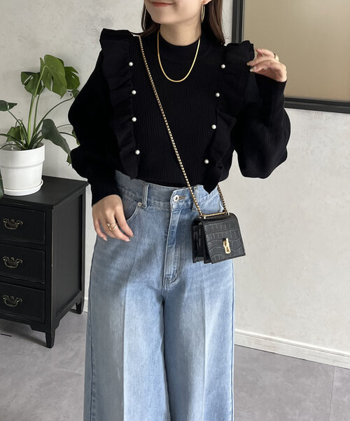 prose verse(プロズヴェール)の「パールフリルボリュームスリーブニット(ニット/セーター・レディース・グレー/アイボリー/ブラック・MEDIUM)」の15枚目の写真