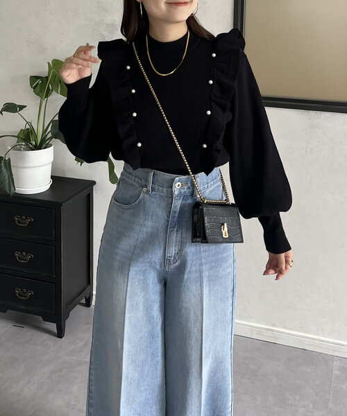 prose verse(プロズヴェール)の「パールフリルボリュームスリーブニット(ニット/セーター・レディース・グレー/アイボリー/ブラック・MEDIUM)」の16枚目の写真