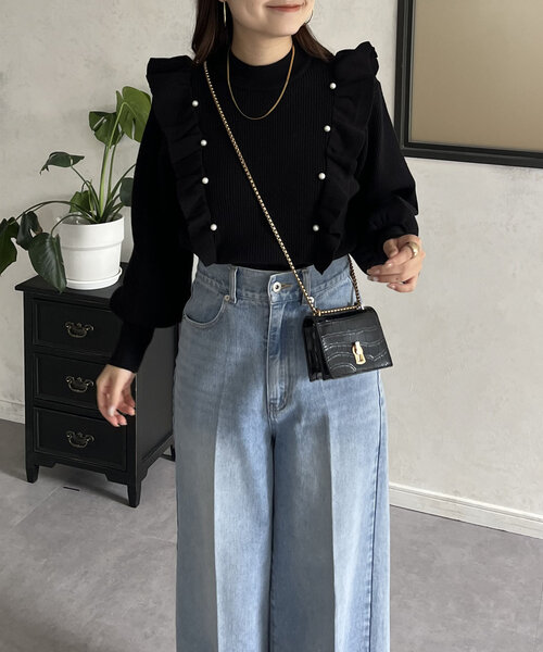 prose verse(プロズヴェール)の「パールフリルボリュームスリーブニット(ニット/セーター・レディース・グレー/アイボリー/ブラック・MEDIUM)」の17枚目の写真