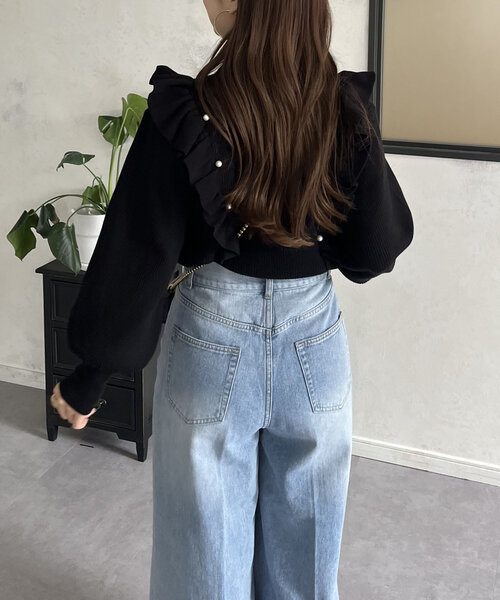 prose verse(プロズヴェール)の「パールフリルボリュームスリーブニット(ニット/セーター・レディース・グレー/アイボリー/ブラック・MEDIUM)」の18枚目の写真