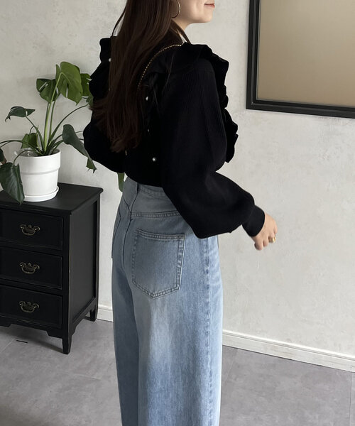 prose verse(プロズヴェール)の「パールフリルボリュームスリーブニット(ニット/セーター・レディース・グレー/アイボリー/ブラック・MEDIUM)」の19枚目の写真