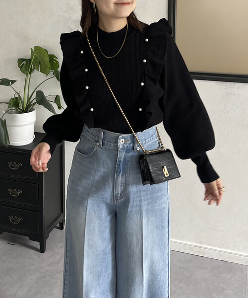 prose verse(プロズヴェール)の「パールフリルボリュームスリーブニット(ニット/セーター・レディース・グレー/アイボリー/ブラック・MEDIUM)」の20枚目の写真