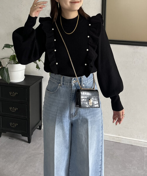 prose verse(プロズヴェール)の「パールフリルボリュームスリーブニット(ニット/セーター・レディース・グレー/アイボリー/ブラック・MEDIUM)」の21枚目の写真