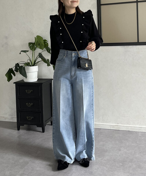 prose verse(プロズヴェール)の「パールフリルボリュームスリーブニット(ニット/セーター・レディース・グレー/アイボリー/ブラック・MEDIUM)」の22枚目の写真